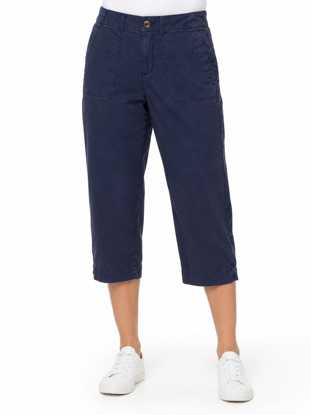B207 Sonoma Goods For Life Navy Capri Pants Small Blue Stretch Casual Pockets